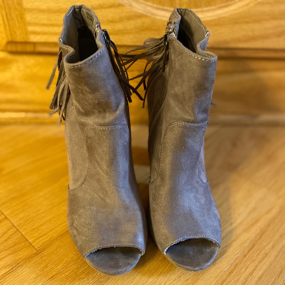 Suede Peep Toe Boots
